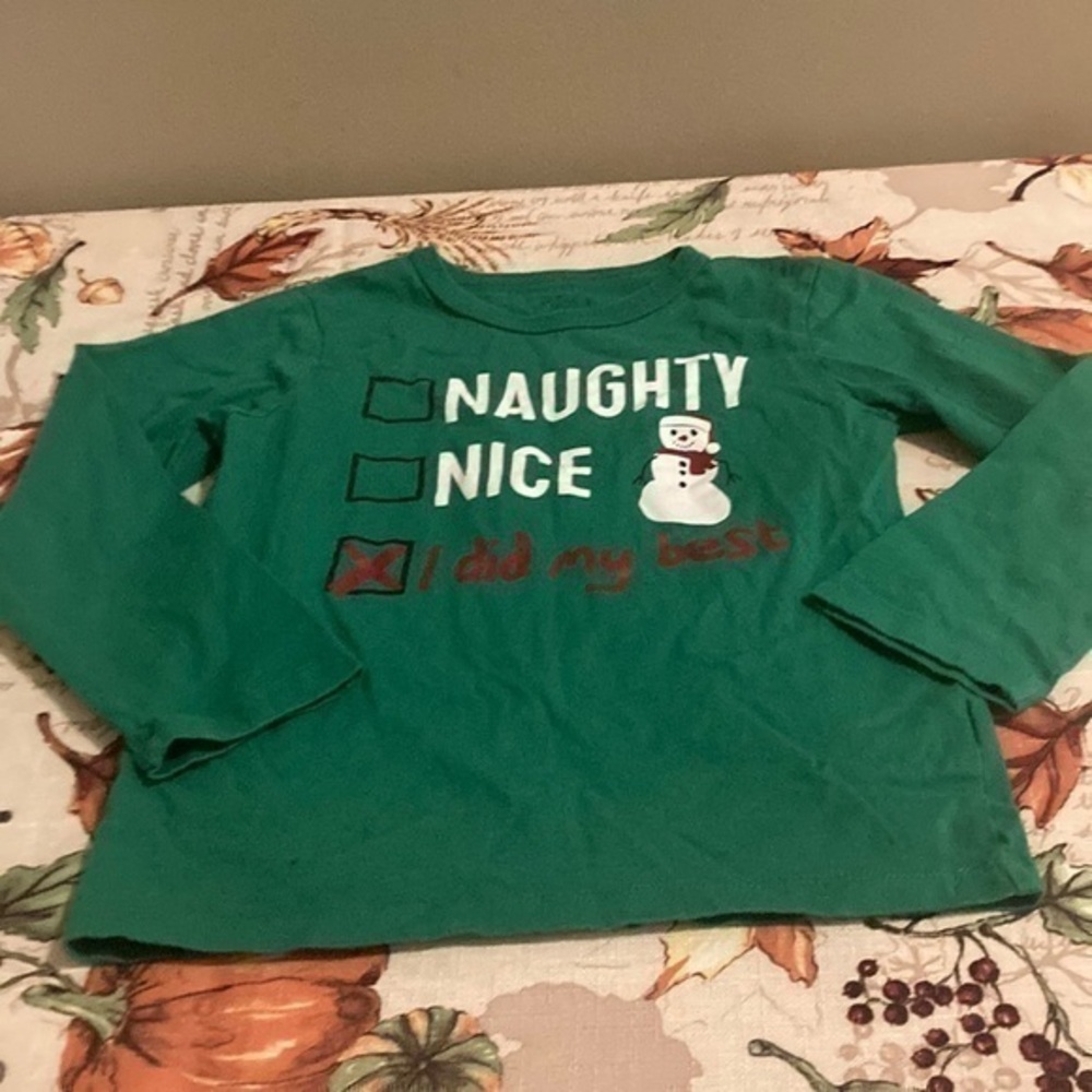 LongSleeve Green Christmas Shirt Naughty Nice. I tried my best